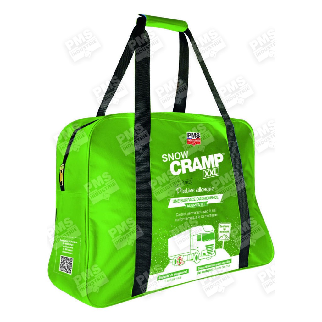 Face avant du sac de transport des Snowcramp XXL, chaines camion loi montagne